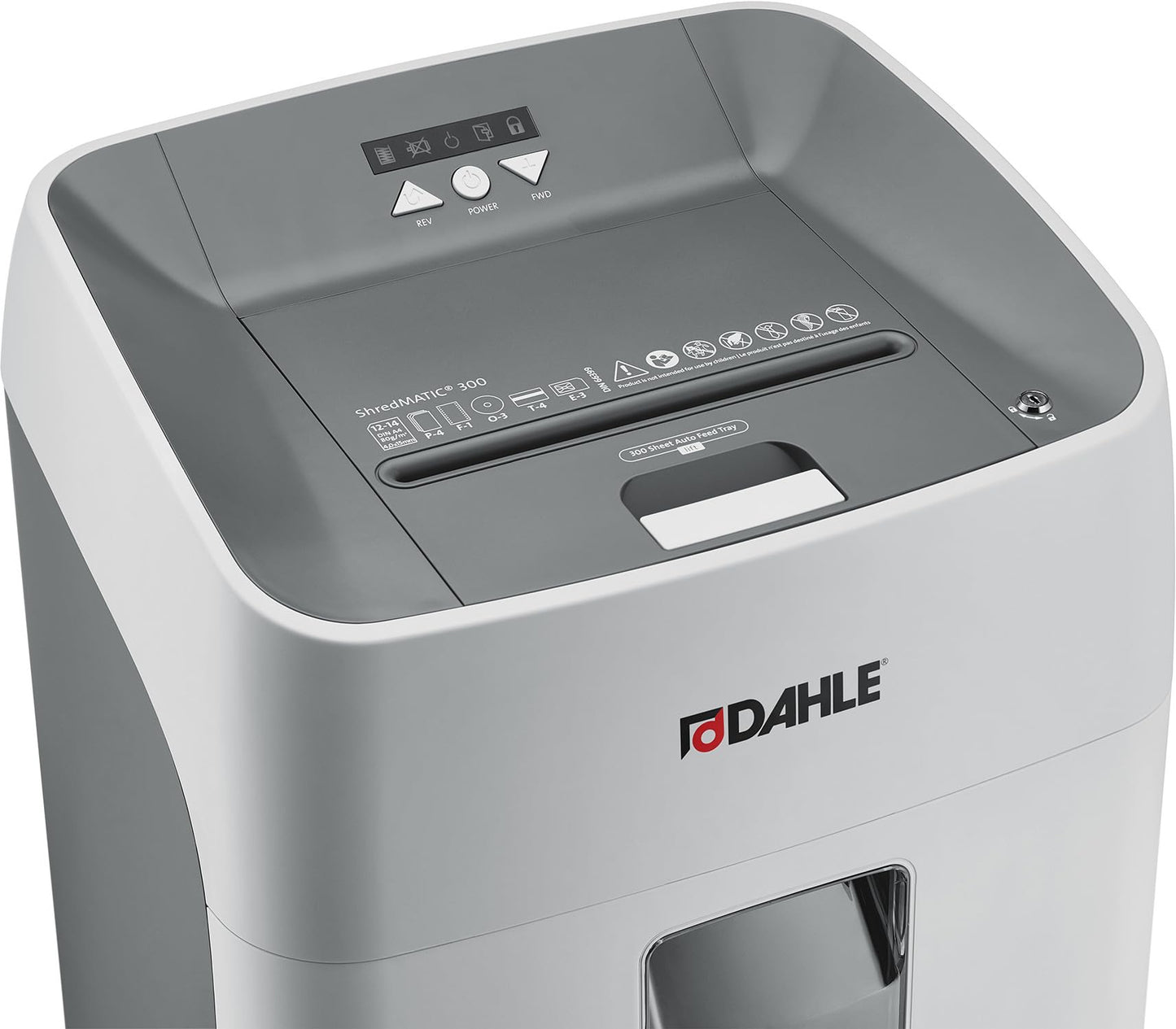Dahle ShredMATIC SM 300 Auto Feed Paper Shredder, 300-Sheet Capacity, Cross-Cut, P-4 Security, Jam-Free & Oil-Free, Shreds CDs, Credit Cards, Staples & Paper Clips, German Engineered