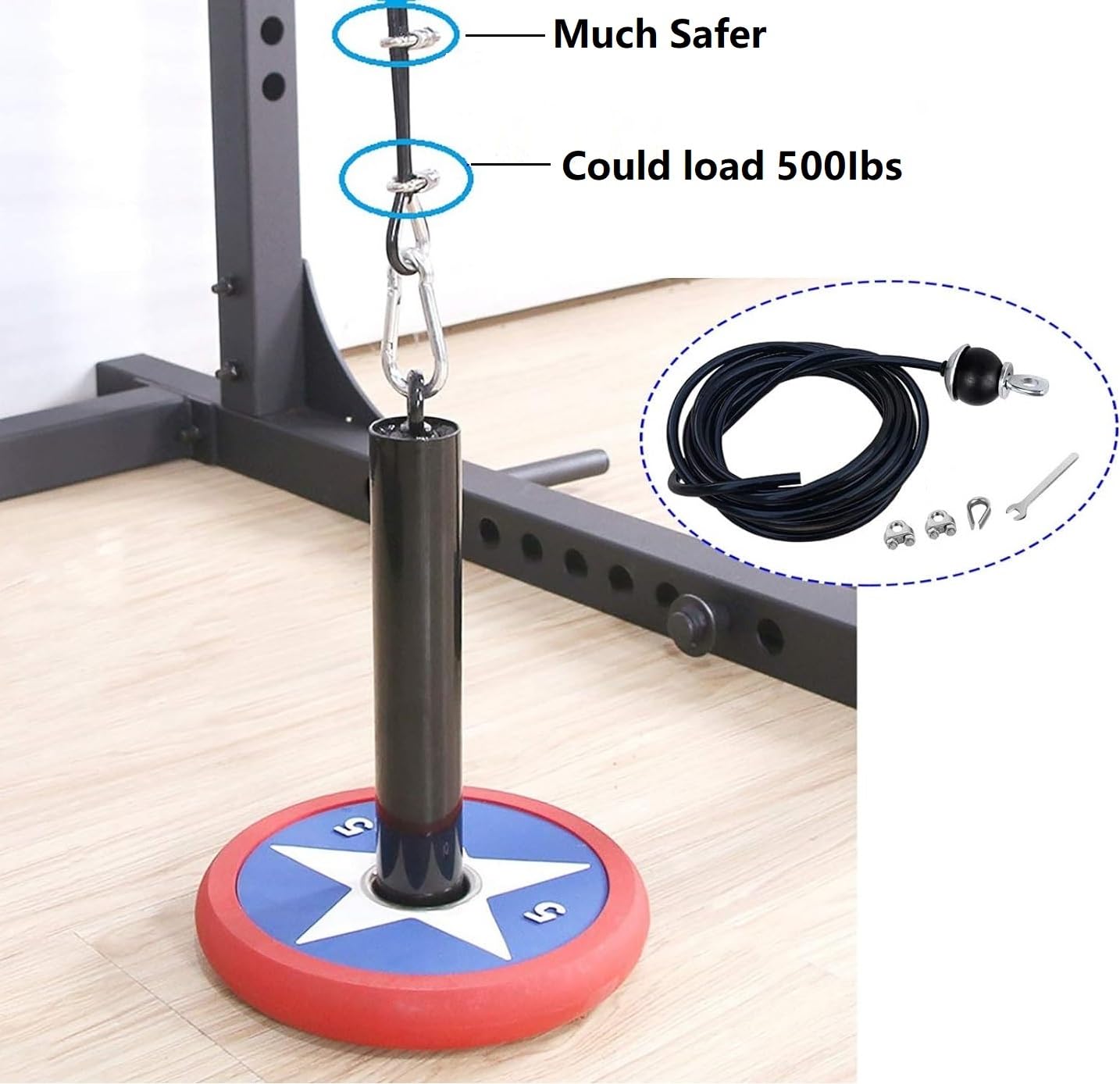 AIKESIWAY Adjustable Fitness Pulley Cable,Replacement Cable Machine Accessories,Cable Pulley Attachments for Gym -Thick 5mm(0.2inch) Heavy Duty Steel Wire Rope for Home Gym Cable (79 inches)
