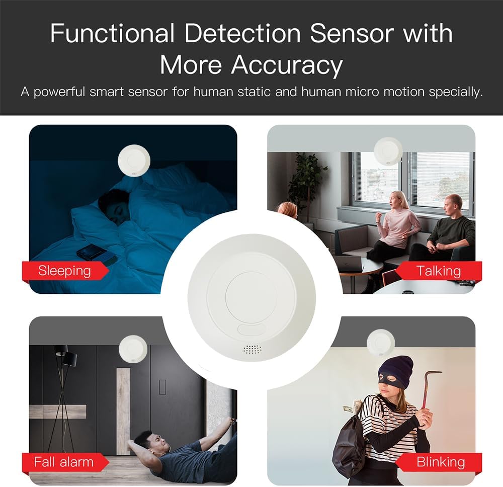 WenzhiIoT 5.8 MmWave 110/220V Presence Sensor, Smart Motion Sensor WiFi GHz Radar Presence Sensor Movement Body Motion