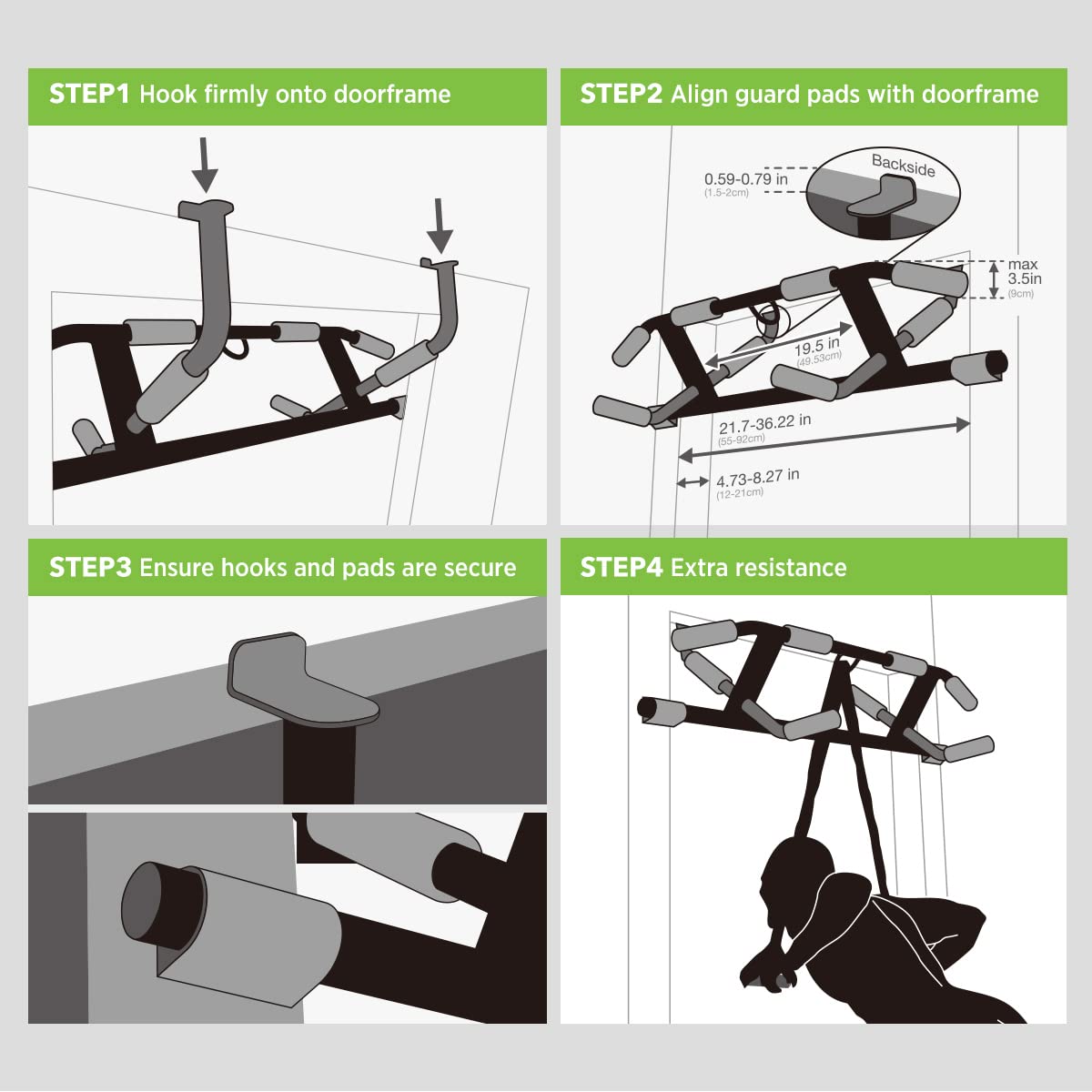 KAKICLAY 2026 Upgrade Multi-Grip Pull Up Bar with Smart Larger Hooks Technology - USA Original Patent, Designed, Shipped, Warranty