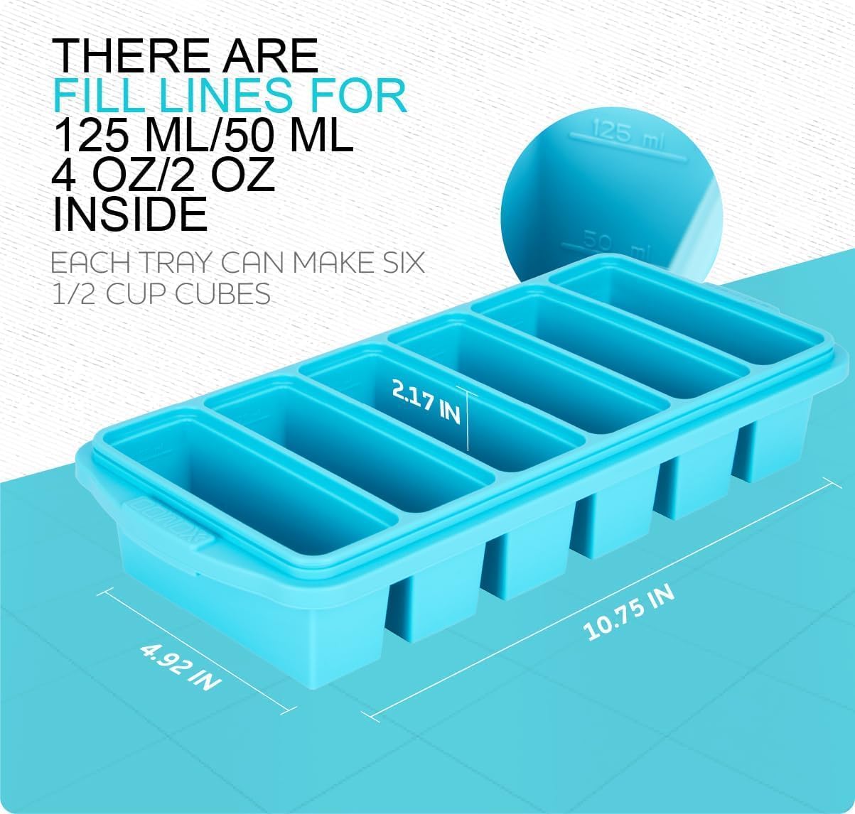 Silicone Freezer Tray With Lid - Versatile Soup Container Molds for 2-Cup & 1-Cup Portions | Oven & Dishwasher Safe
