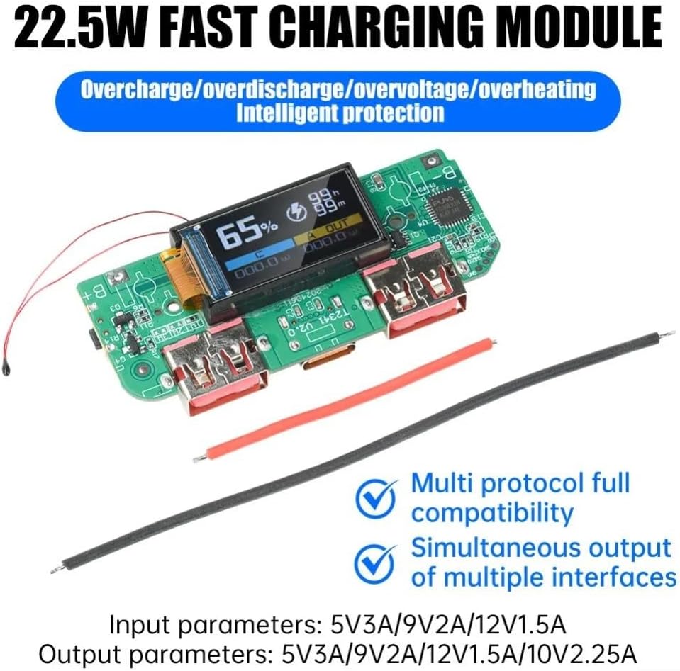 UrbanHui 22 5W USB Power Bank Module Fast Charging Stepdown Converter With Integrated Protection Circuits, Multiple
