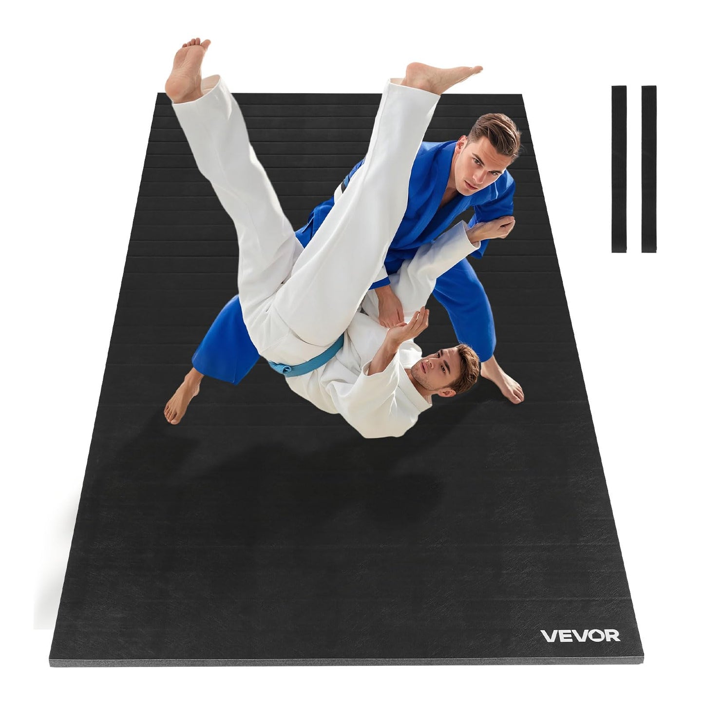 VEVOR 10x5 ft Wrestling Mat, Martial Arts Thick Mat for Home Gym Workouts Exercise, Waterproof PVC Roll-Up Training Mats for Gymnastics, Tatami, Jiu Jitsu BJJ MMA Judo, Boxing, Black