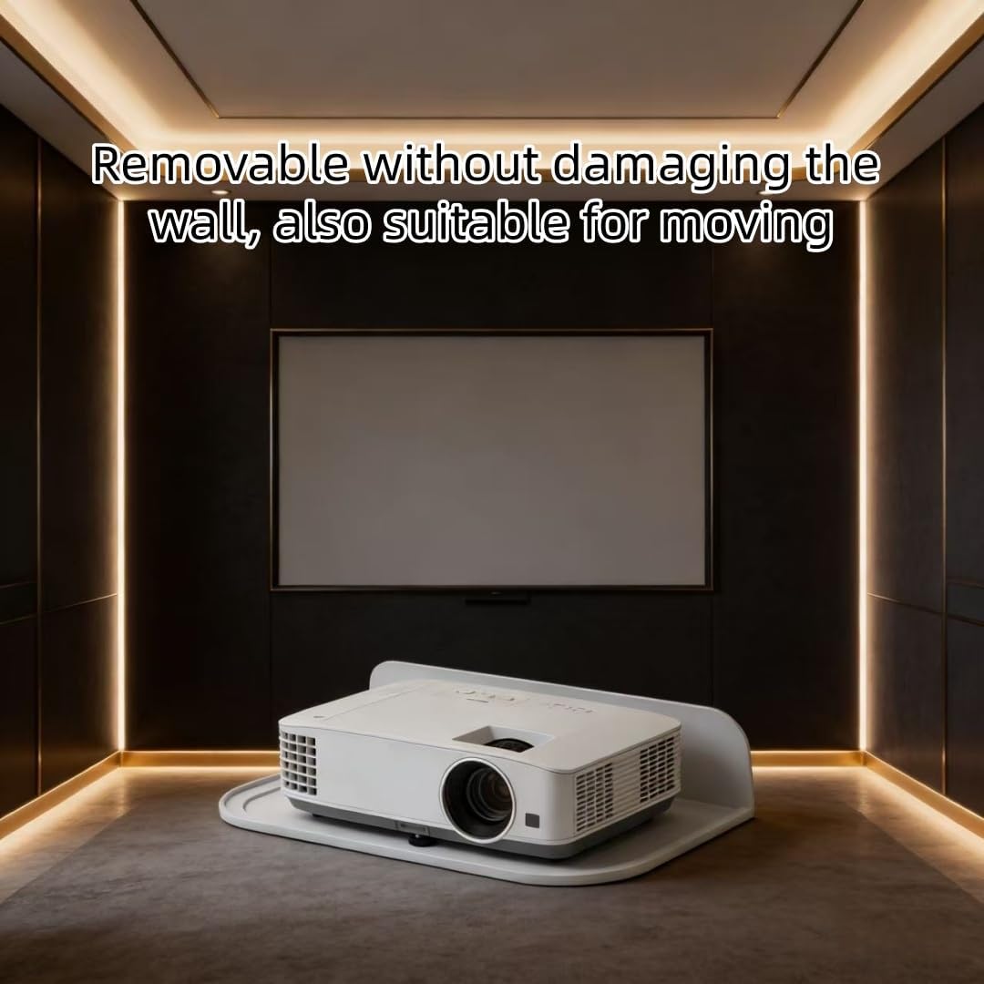 Dlmlemu Setup, Drill-Free Wall-Mounted Projector Stand, Universal Foldable Projector Bracket, Strong Adhesive Projector
