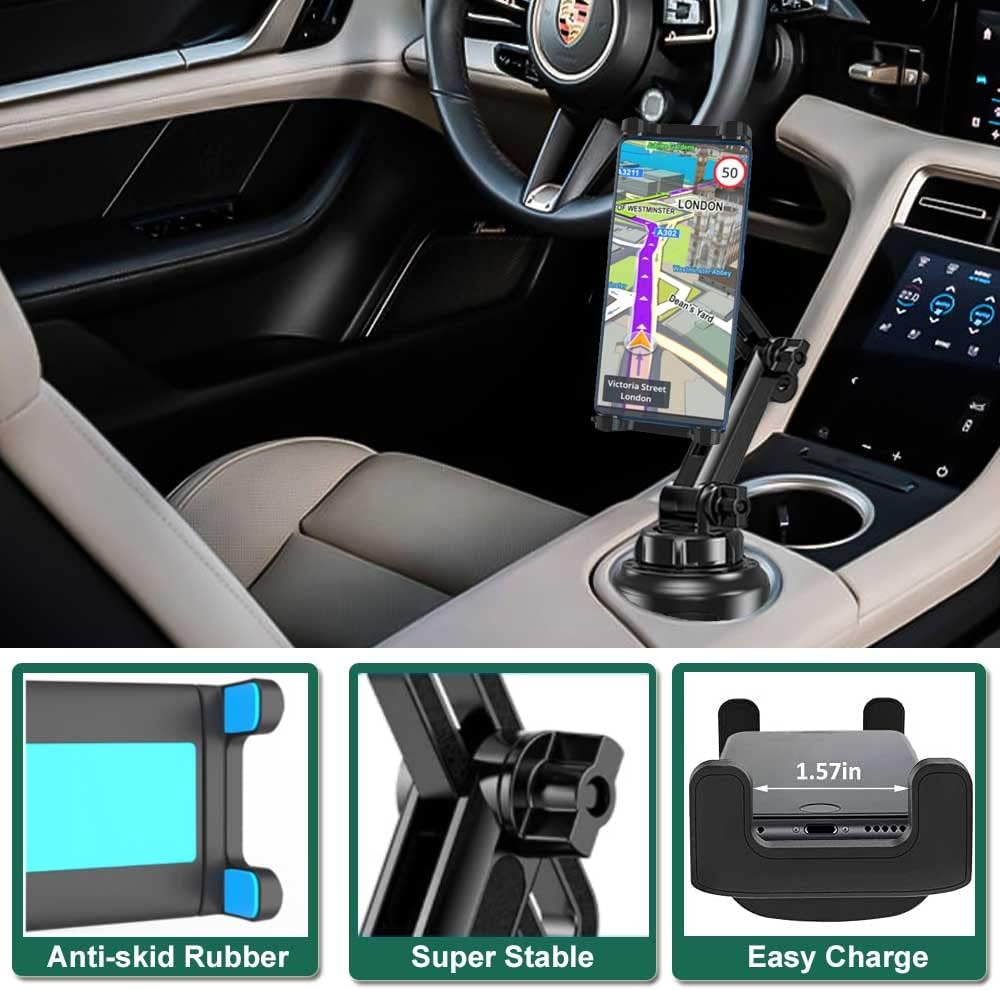 Cuxwill 4-13" 12.9 9.7 4 3, Car Cup Holder Tablet Mount for iPad & Phone, Universal Truck Cup Tablet Mount
