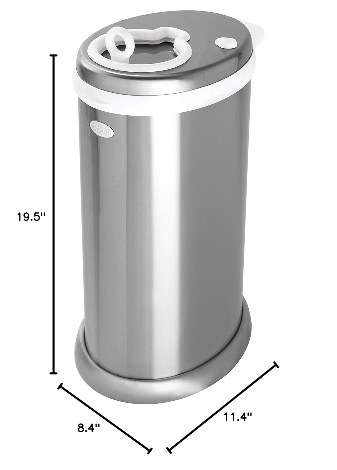 Ubbi Steel Diaper Pail - Odor Locking Design, No Special Bag Needed | Award-Winning Chrome Finish