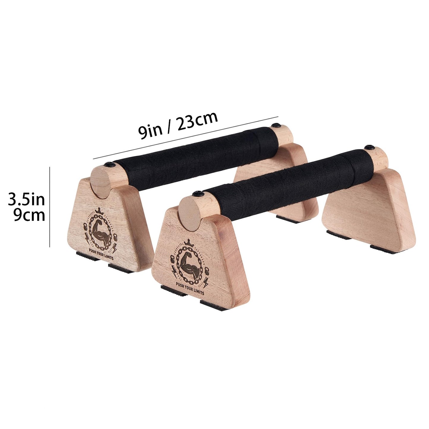 SANOSY Push Up Stand, 2 PCS Wood Parallettes Bars, 9" Wooden Calisthenics Equipment, Handstand Blocks and Pushup Handles for Handle Stands Grip Strength Training, Planks Calisthenics