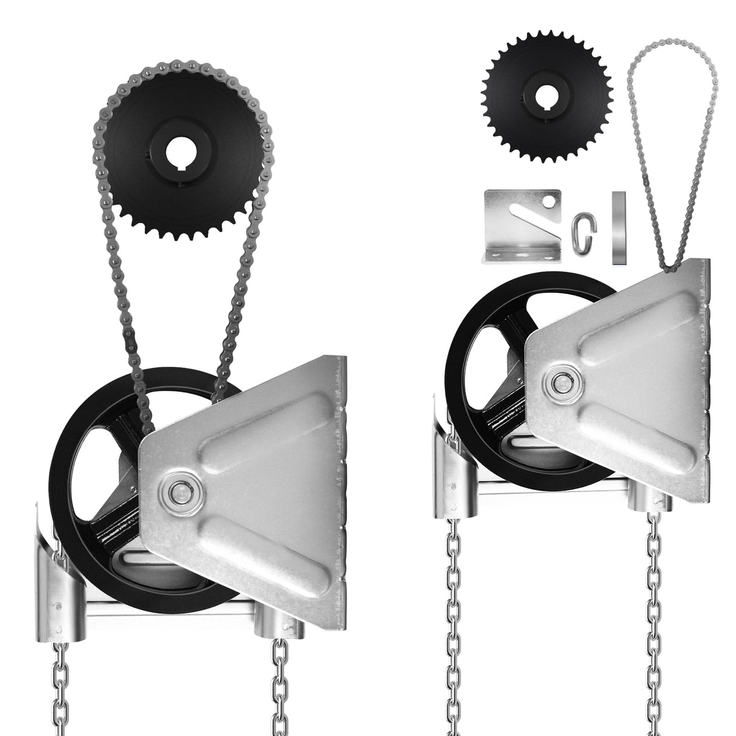 ZUIWAN 4:1 Reduced Drive Heavy Duty Garage Door Jackshaft Chain Hoist Opener - Wall Mount Chain Hoist for Roll Up Doors
