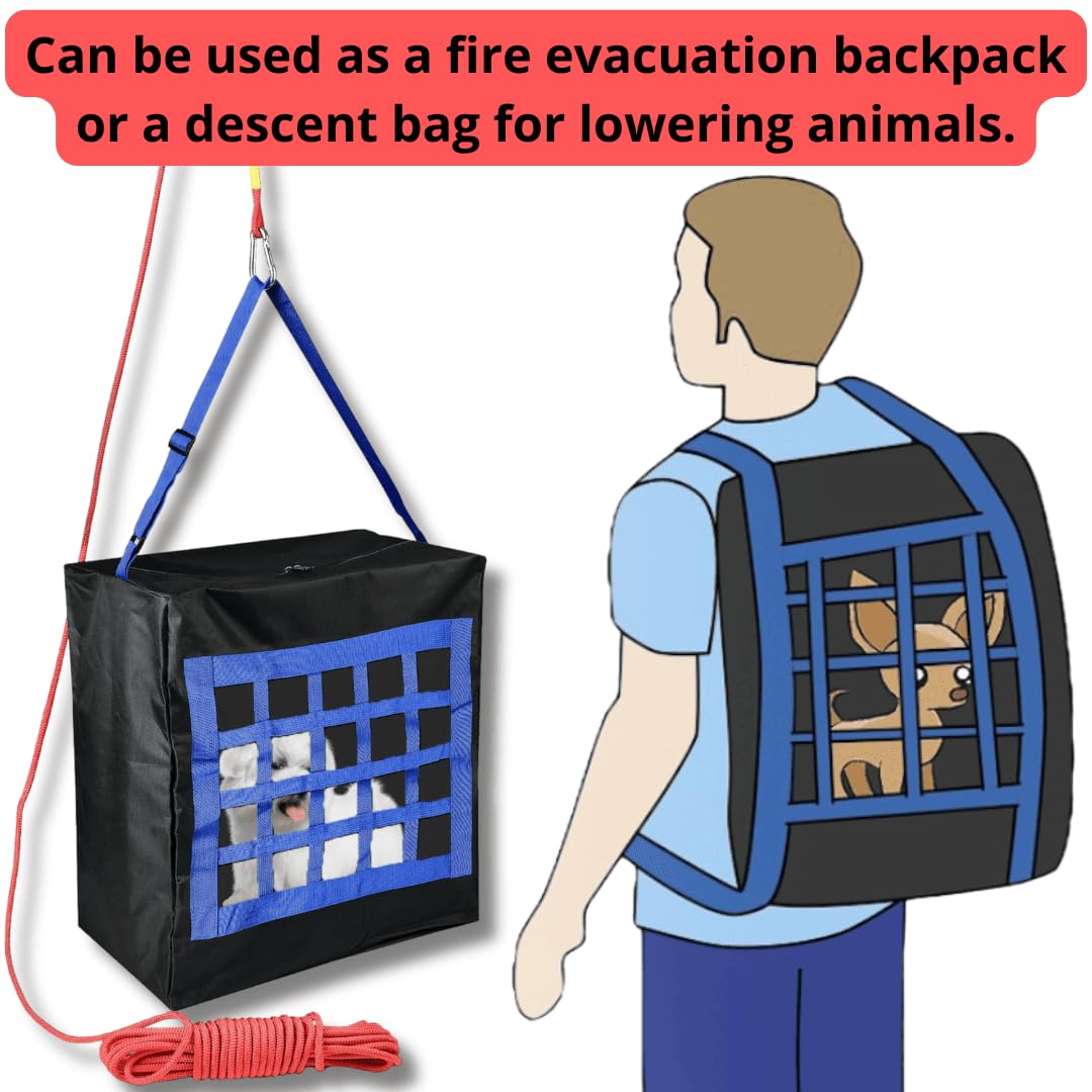 Outdoor Wall-Mounted Fire Escape Ladder for 3-Story House 25ft and ISOP Fire Evacuation Device for Pets up to 55 Pounds