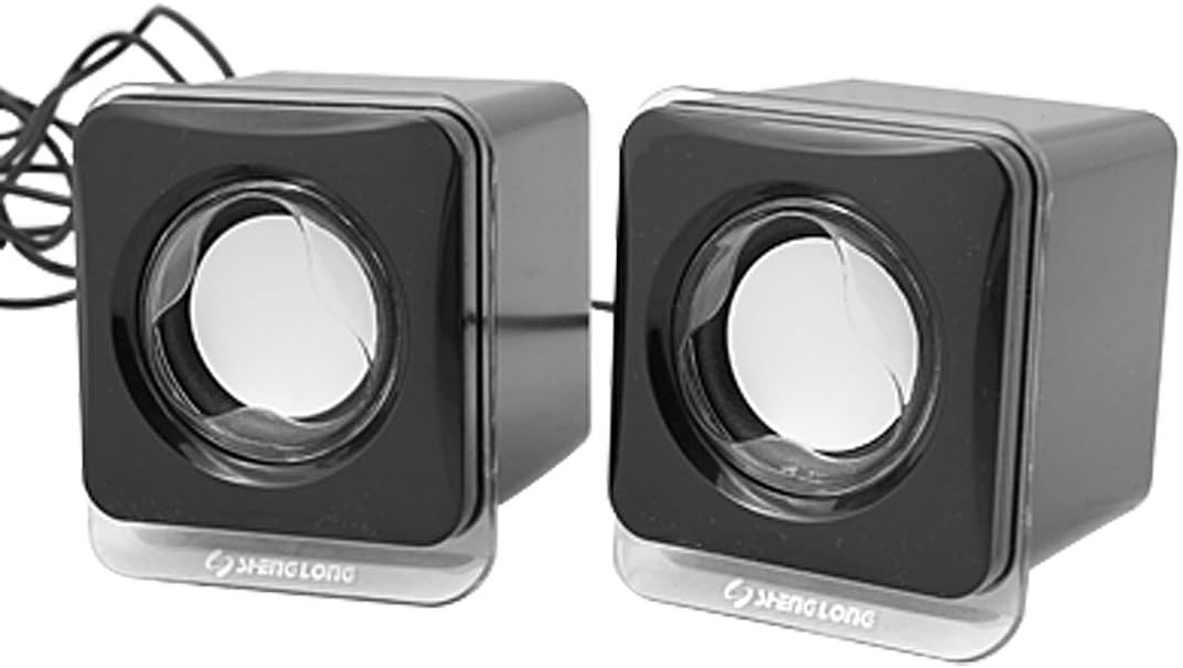 Ruilogod Mp3 MP4 Portable Couple Black USB Player Audio Speaker