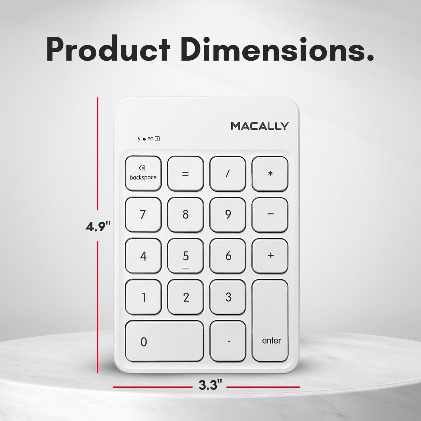 Macally 10 (2.4G USB C Wireless Number Pad | Numeric Keypad for Mac MacBook iMac | Wireless Key for Laptop PC Computer