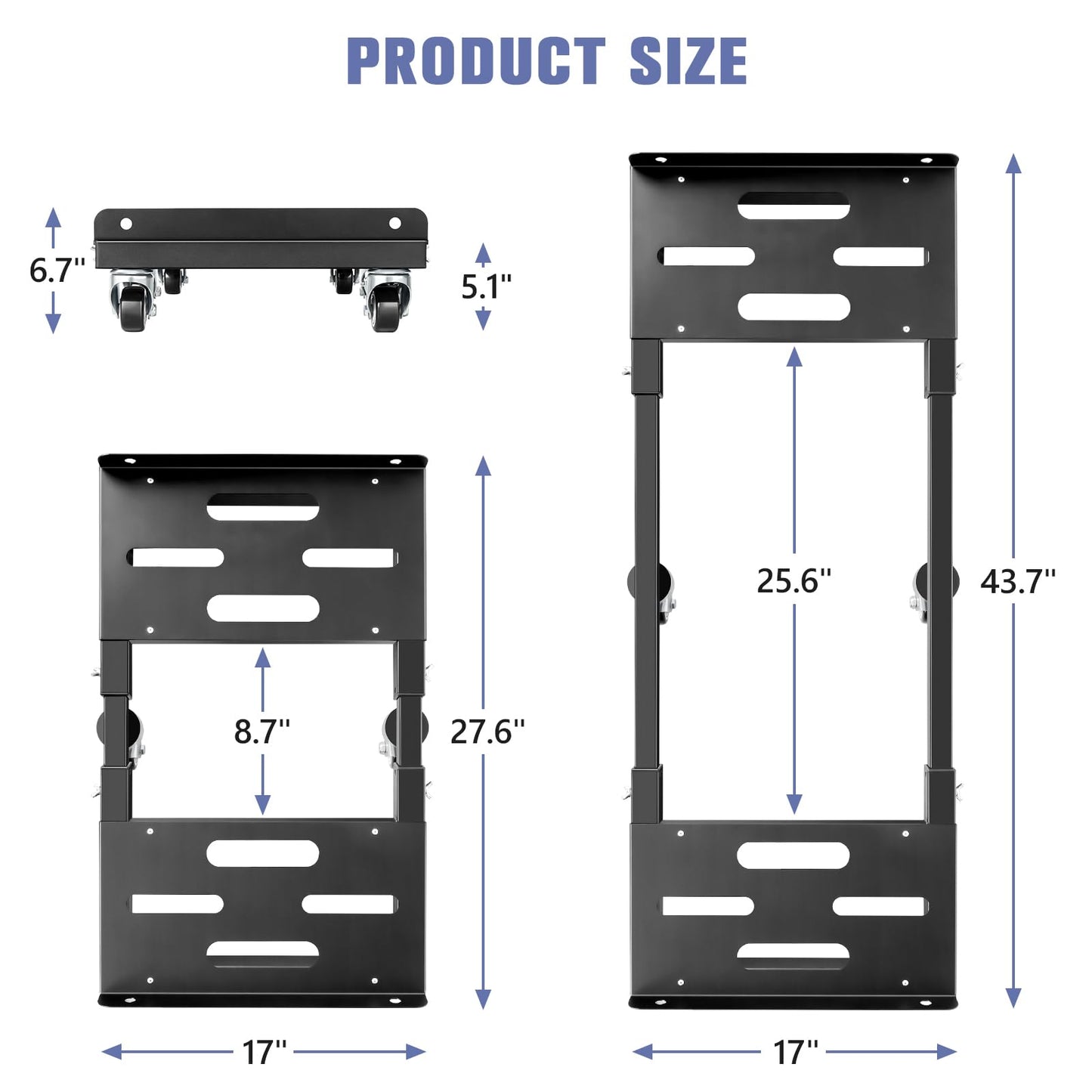 KEDSUM 2000LBS Heavy Duty Moving Dolly with 6 Swivel Wheels, Furniture Dolly with 100% Thicken Steel Frame, Expandable Appliance Dolly Cart Up to 43.6" Wide, All Terrain Used for Building Materials