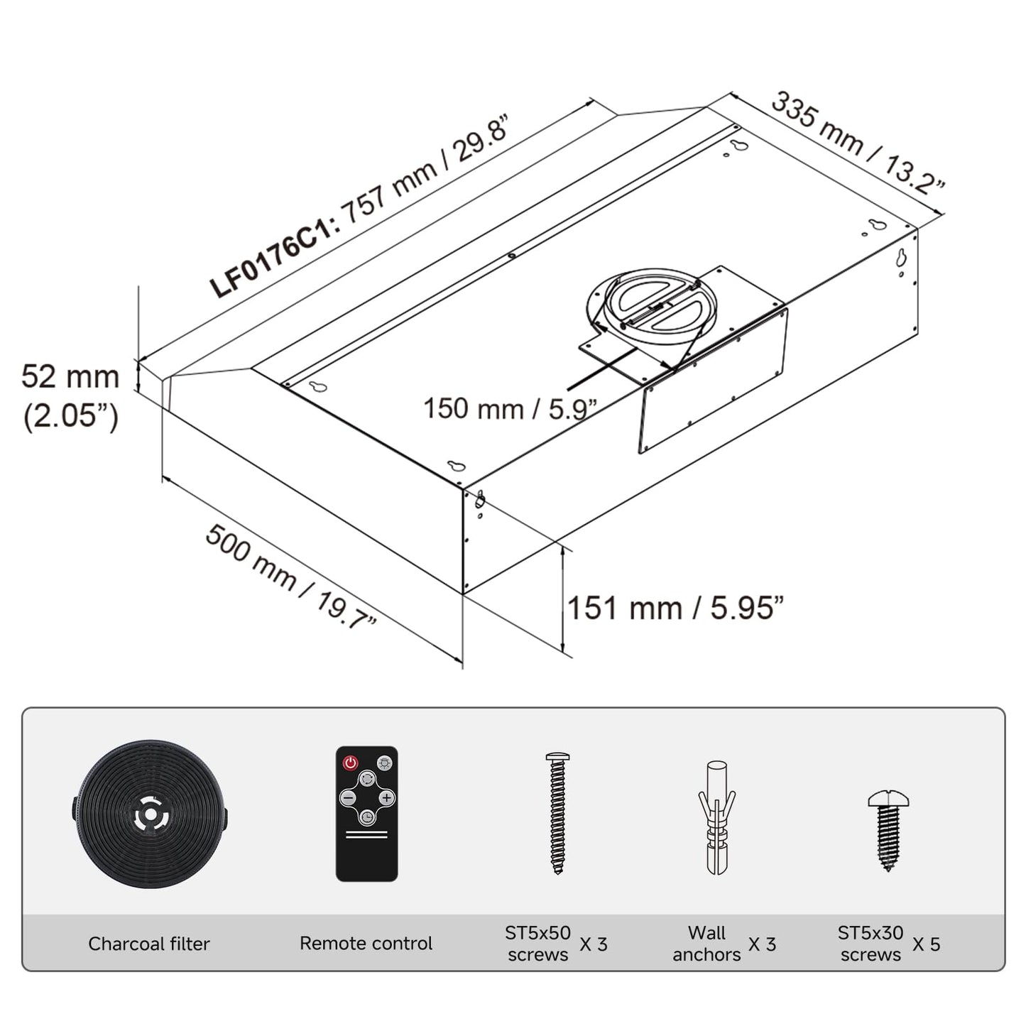 AMZCHEF Under Cabinet Range Hood 30 Inch, 750CFM Stainless Steel Kitchen Stove Vent Hood 3 Speed Exhaust Fan Touch/Remote/Gesture Control LED lights Time Setting Dishwasher-Safe Baffle Filters