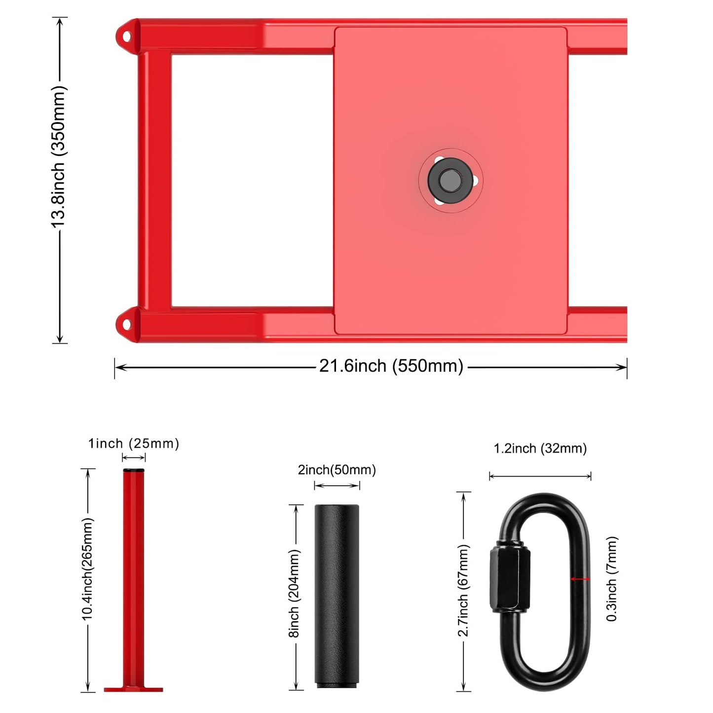 BeneLabel Weight Sled Fitness Strength Training Sled Red Weighted Training Sled Fits 1" & 2" Weight Plates Workout Sled Exercise Sled for Speed and Soccer Training