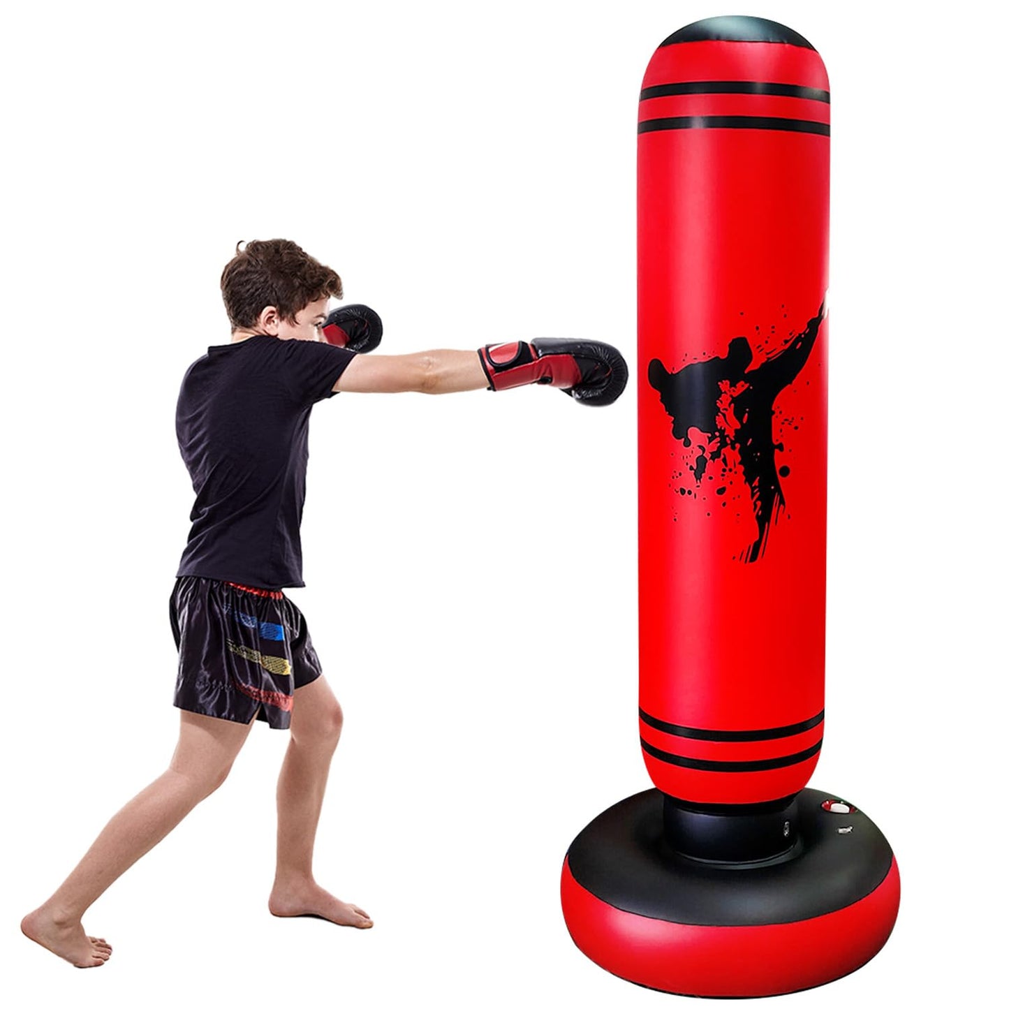 63 Inch Punching Bag Kid, Free Standing Boxing Bag for Kids,Inflatable Dummy, Inflatable Punching Bag, De-Stress Boxing Bag for Kids.
