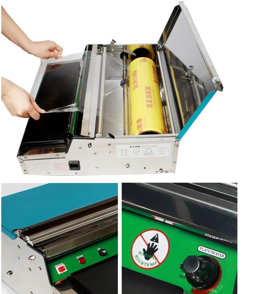 VOTOER Heating Film Sealing Machine, Hand Food Wrap Film Dispenser Wrapper Wrapping Machine for Fruit Tray Food Packaging, 18 inch