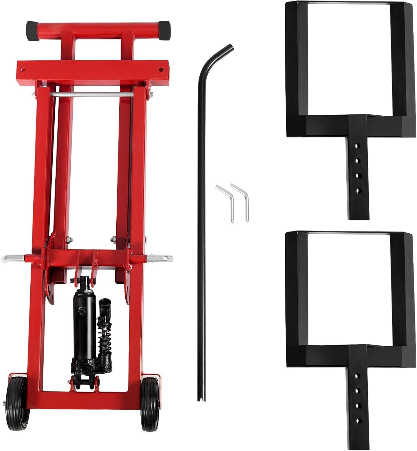 ERGOMASTER Lawn Mower Lift, Adjustable Heavy Duty Mower Lift Jack Zero Turn w/Non-Slip Wheels, 500 LBS Lifting Capacity & Foldable Design