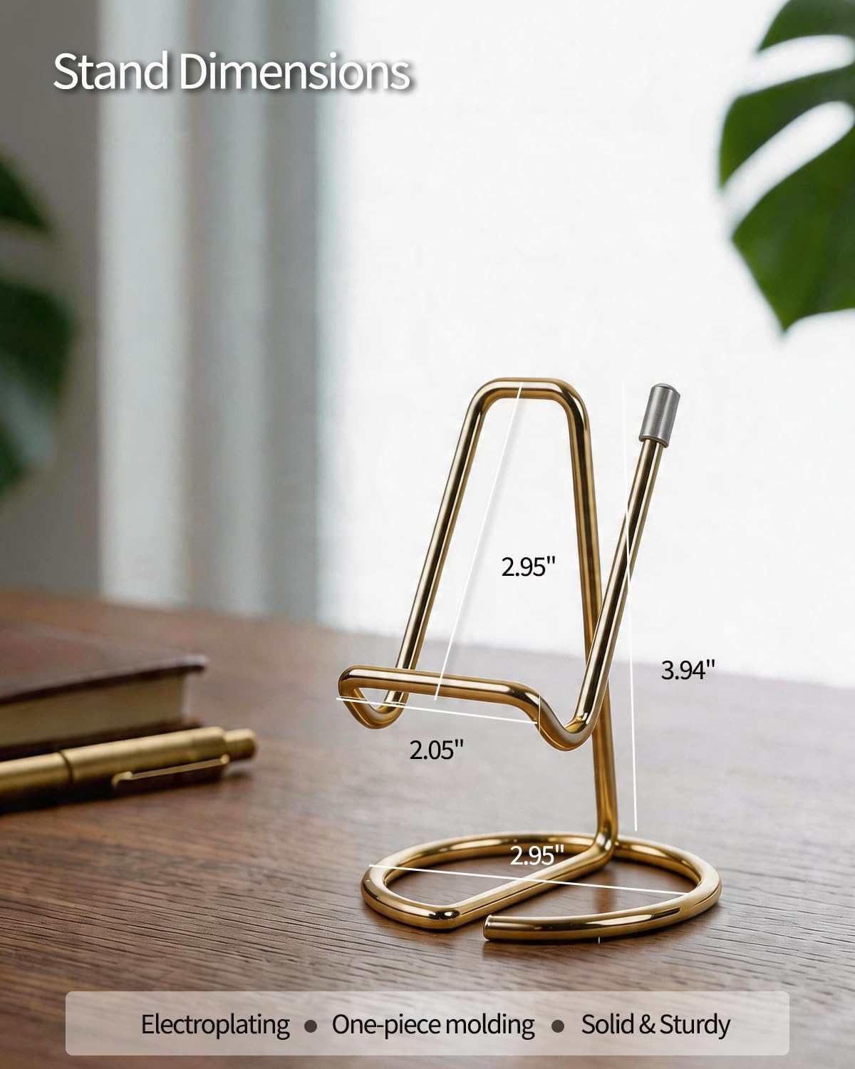 CREECHWA Phone Stand for Desk, Sturdy Metal Gold-Plated Phone Stand for Office Desk, Hands-Free Phone Charging Holder