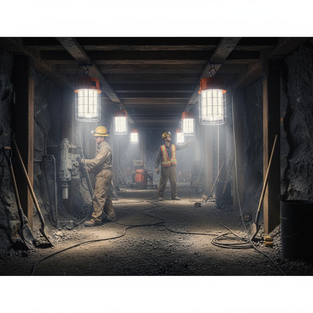 400W LED Temporary Work Light with ON/Off Switch & Hook, 56,000LM 5000K Daylight, Portable Hanging Construction Site Light for Jobsite, Warehouse, Workshop, Outdoor Projects