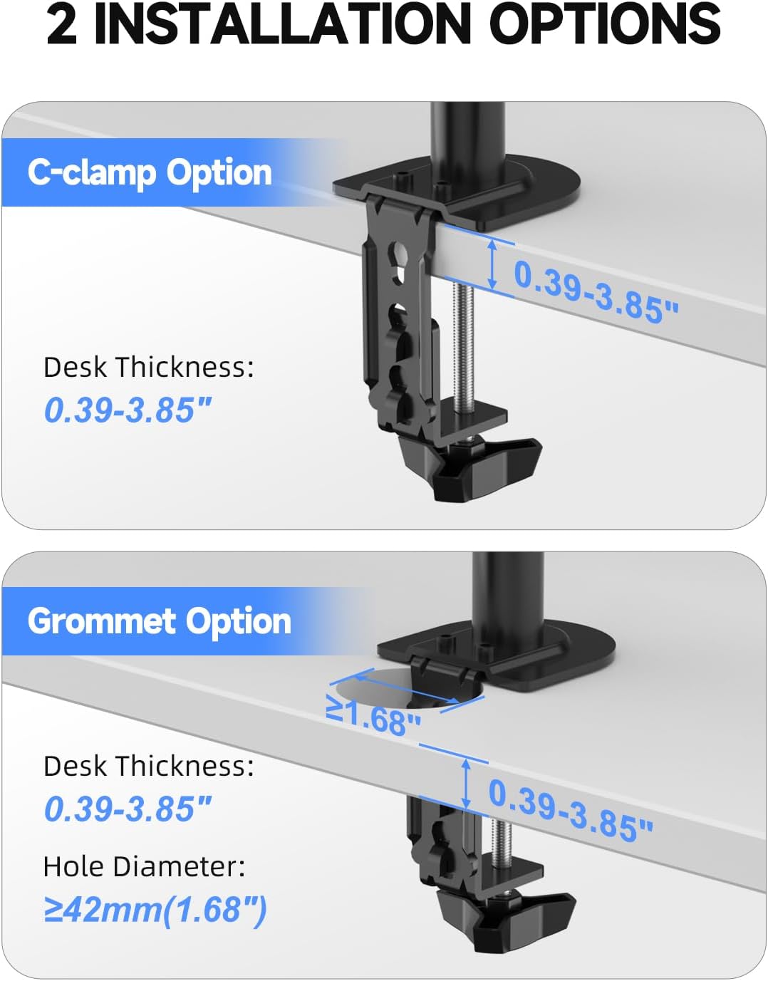 suptek 2 27 inch, 22 lbs 75x75/100x100 mm, (MD9442) Dual Monitor Desk Mount, Adjustable Dual Monitor Arm for Computer