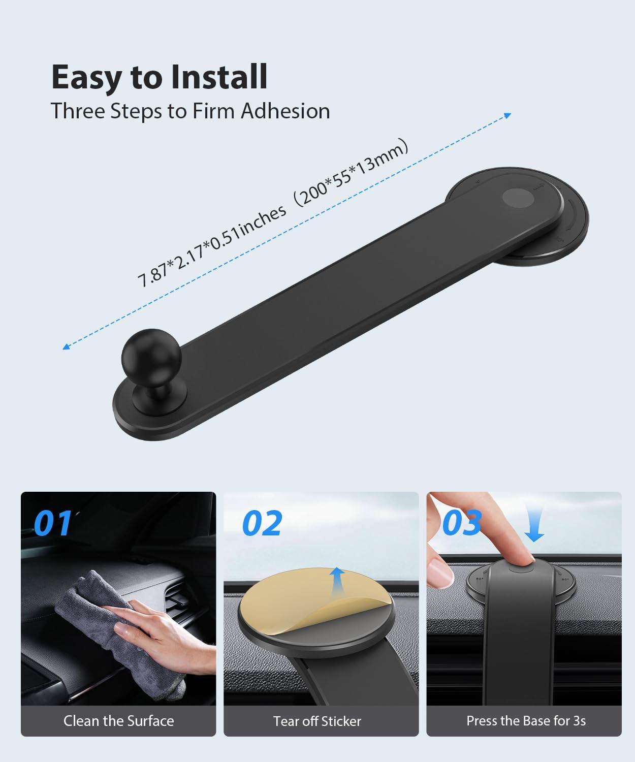 LUCKVIEW 17mm 360 Ball Mount for Baby Car Camera - Adjustable Bendable Monitor Stand with Strong Adhesive Base
