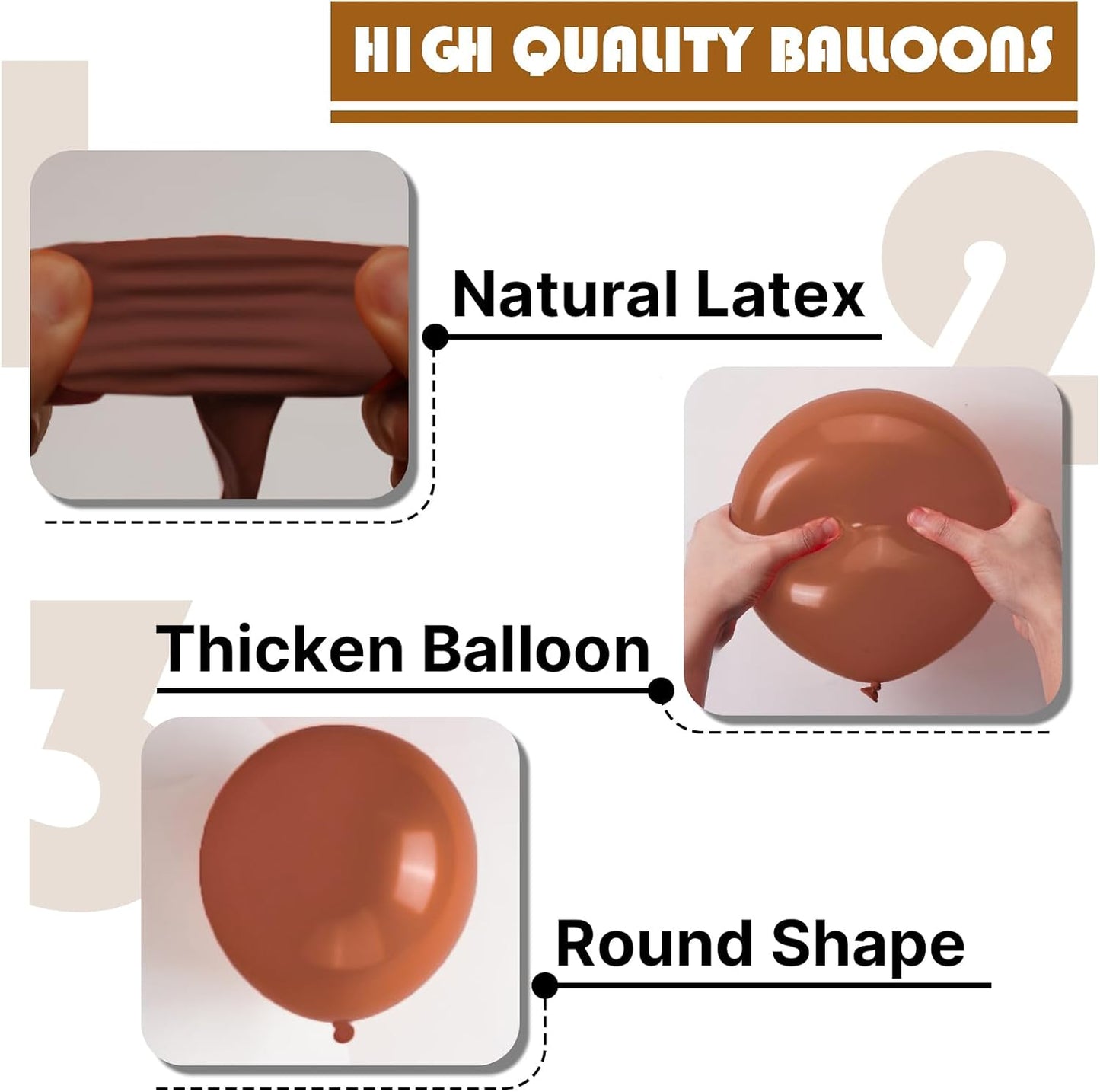 PartyWoo Dark Brown Balloon Arch Kit - 127pcs in Various Sizes for Birthday & Baby Shower Decor
