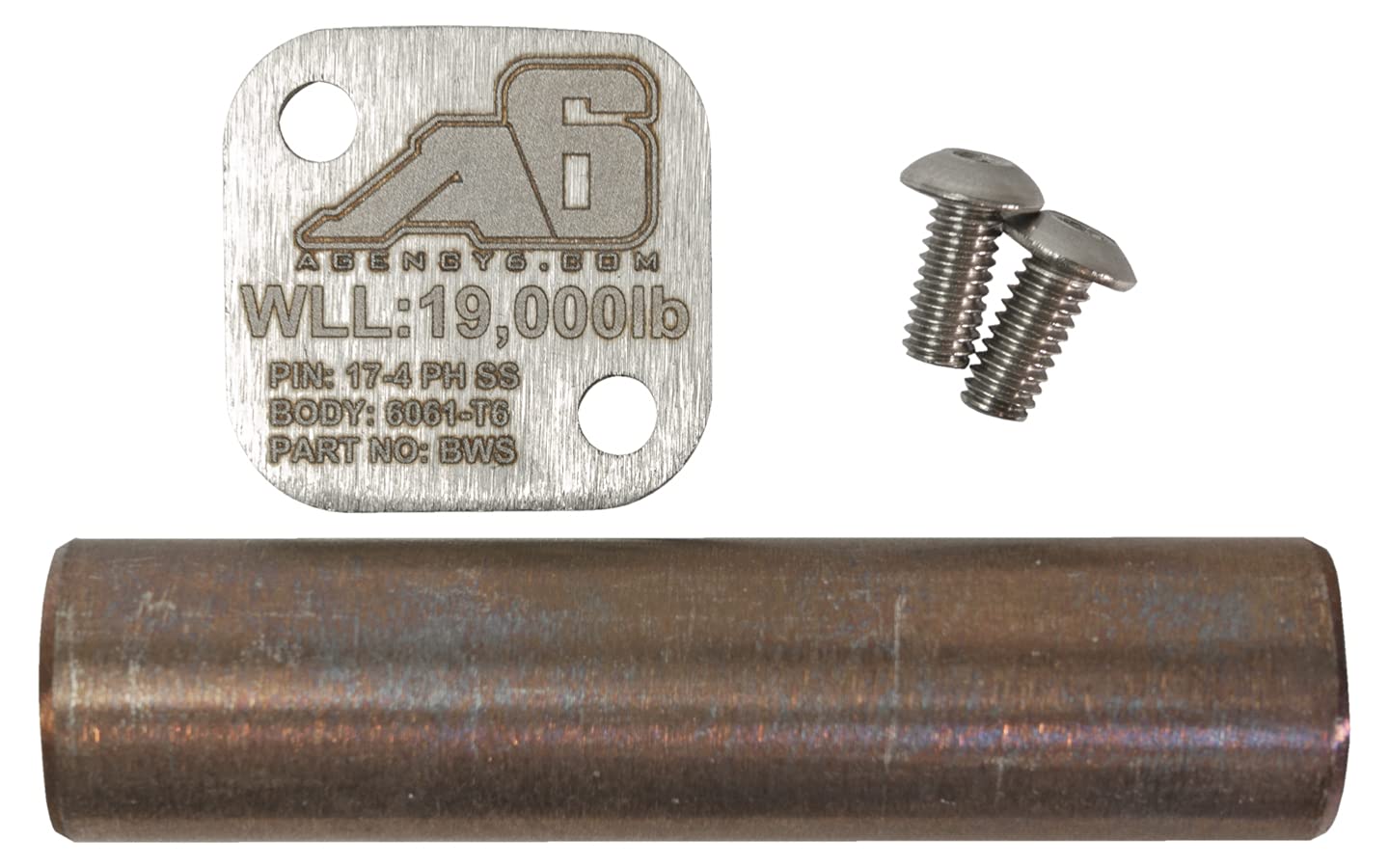 Agency 6 Billet Winch Shackle - Lightweight Aluminum Winch Attachment for Synthetic Line - 19,000 Pound Load Limit - Made in The USA with US Certified Materials - Black