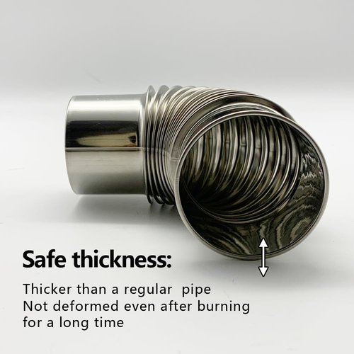 ILLITAN Stove Pipe Elbow,90 + 90 Degree, 2.36 inch Diameter, for Wood Stove Chimney Vent Pipe, Durable & Rust-Resistant