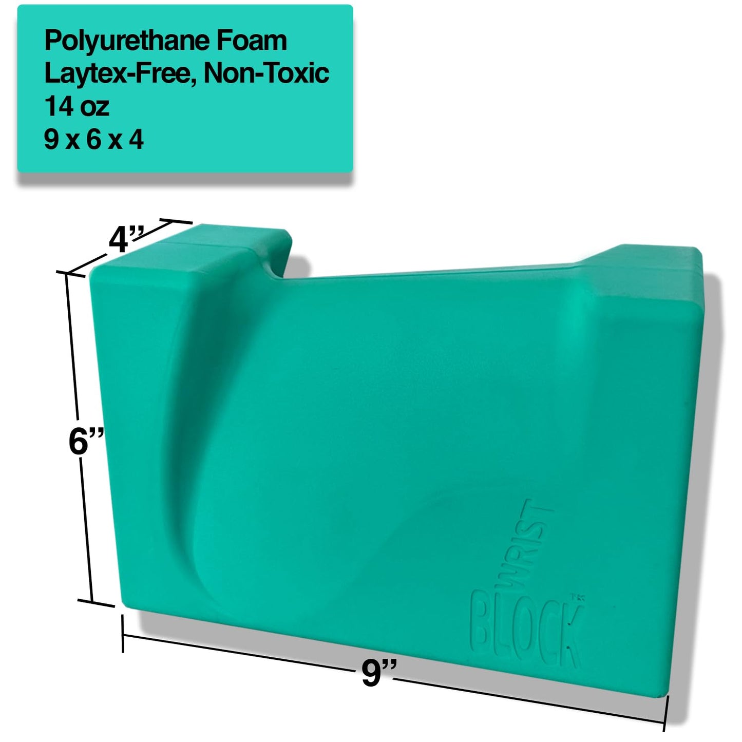 WRIST BLOCK™ The Ultimate Evolution in Premium Quality Yoga Blocks (Set of 2, Teal) - Designed to Eliminate Wrist Strain During Yoga, Pilates, Pushups and Other Exercises - Wrist Support - Meditation