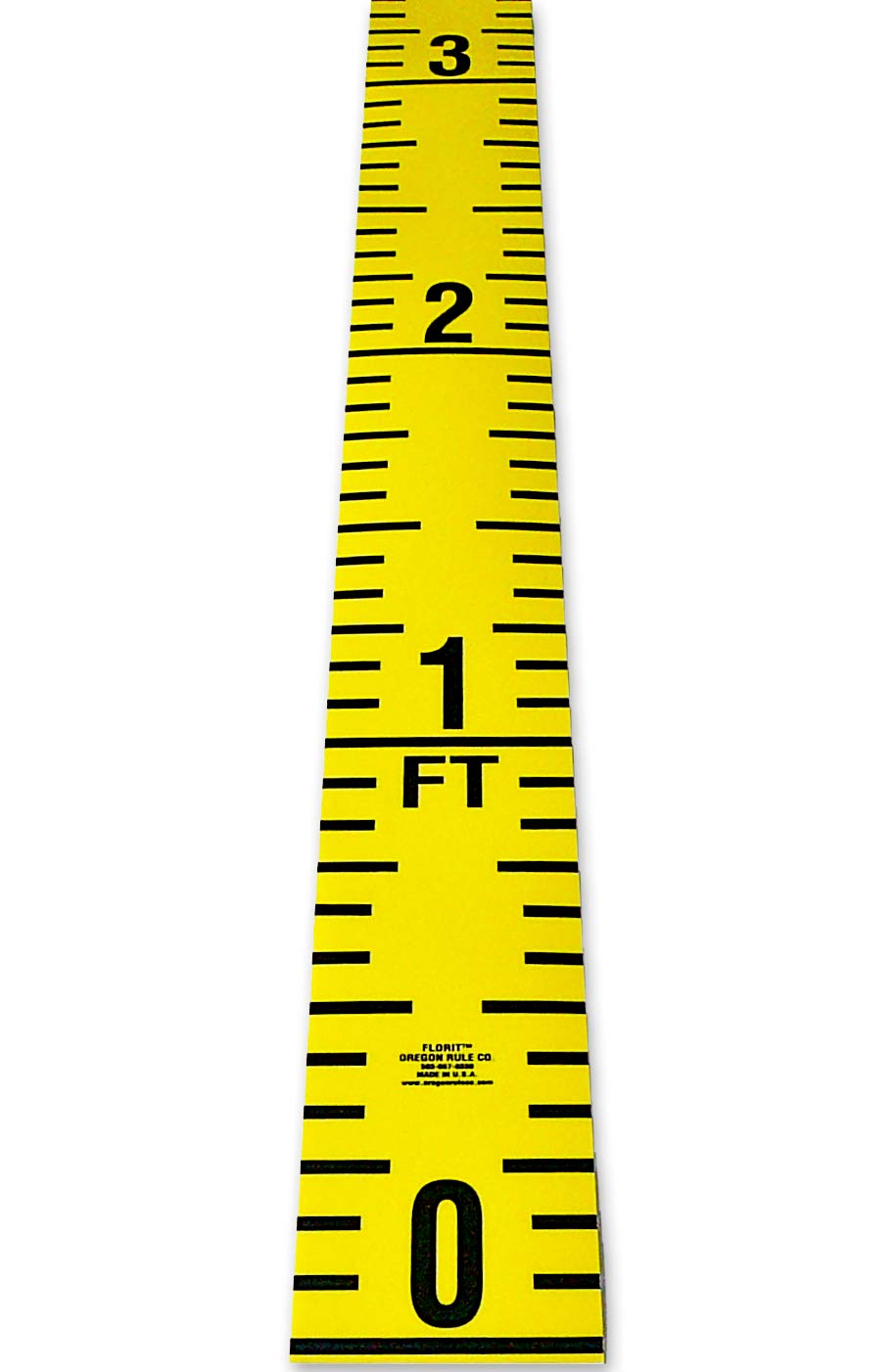 Oregon Rule Co. Floor Tape – Adhesive Backed – 4 Inch Wide X 25 Foot Long – Vertical Up – Fractional – 1” Grads – Yellow – 4 Pieces