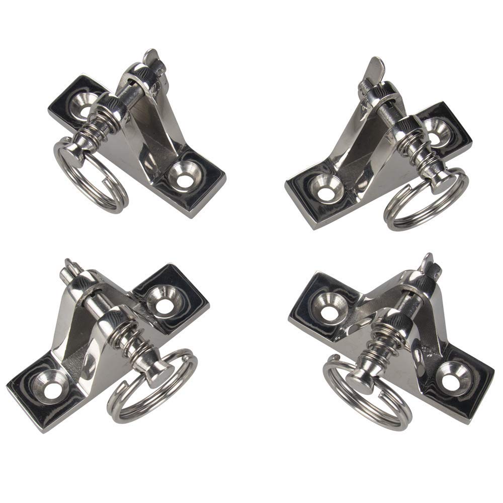 4 Pack Bimini Top Deck Hinge with Pin and Ring, 316 Stainless Steel, Free Installation Screws