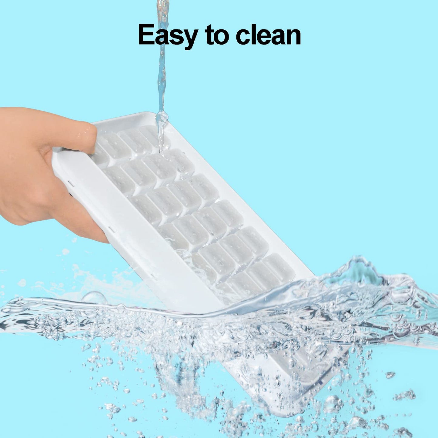Ice Cube Trays for Freezer With Bin, Scoop, and Press Plate - 2 Tiers, Lid Included