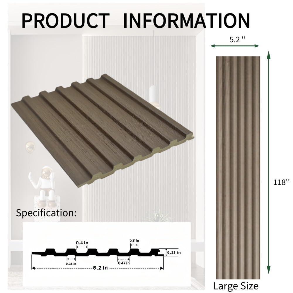 NovaGrid Panel 4PCS 3D Groove Texture Panel Sound Insulation Flat Noodles Wall Panel Solid Core Design, Suitable for Interior Decoration 118" x 5.11" (Titanium Cipher)