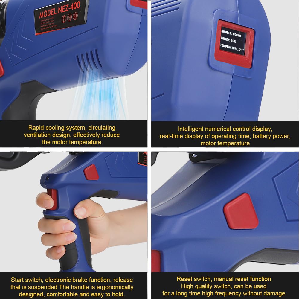 aienvh Electric Hydraulic Cable Crimping Tool 12 Ton, with Digital Display, Suitable for Wires and Copper/Aluminum Terminals, Includes 11 Sets of Dies and 2 Rechargeable 5.0A Batteries