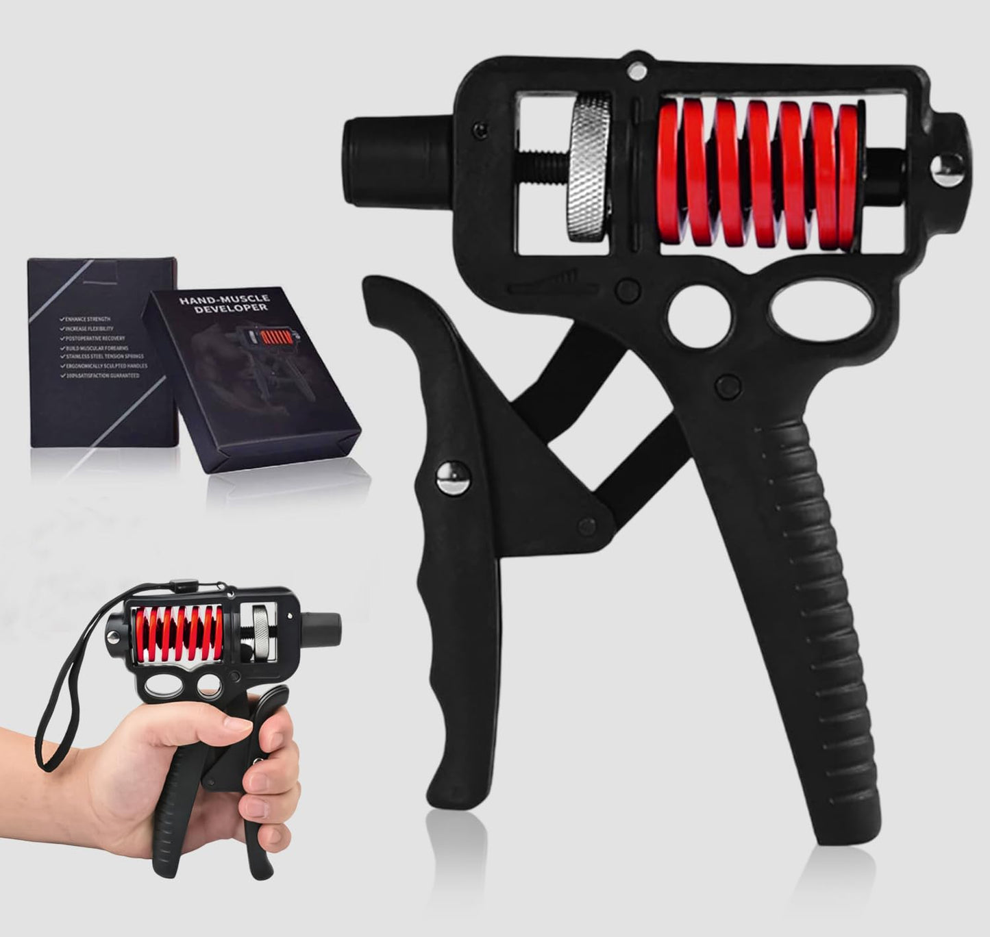 Adjustable 10–400 lb Grip Strength Trainer (Premium Adjustable Grip Strengthener for Forearm Training) Alloy Frame, Titanium-Plated Steel, TPR Non-Slip Handles | Color Black
