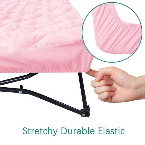 2 Pack Quilted Sheet for Regalo My Cot Portable Toddler Bed, Joovy Travel Cot (Sheet Only, Bed not Included), Soft Padded Cover, Pink & Grey