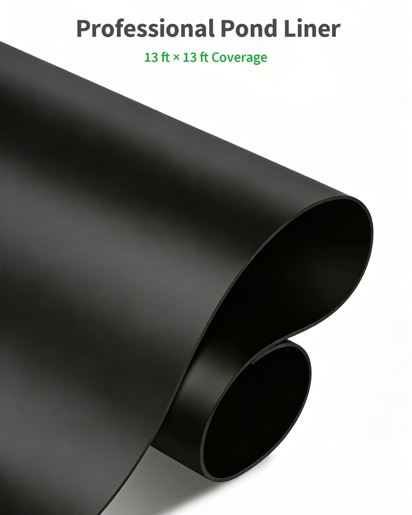 POPOSOAP Pond Liner, Mil Fish Pond EPDM Liner, U-V Resistant Preformed Garden Pond Liners for Outdoor Ponds, Koi Ponds, Garden Fountain, Waterfalls 13 x 13 FT 45Mil