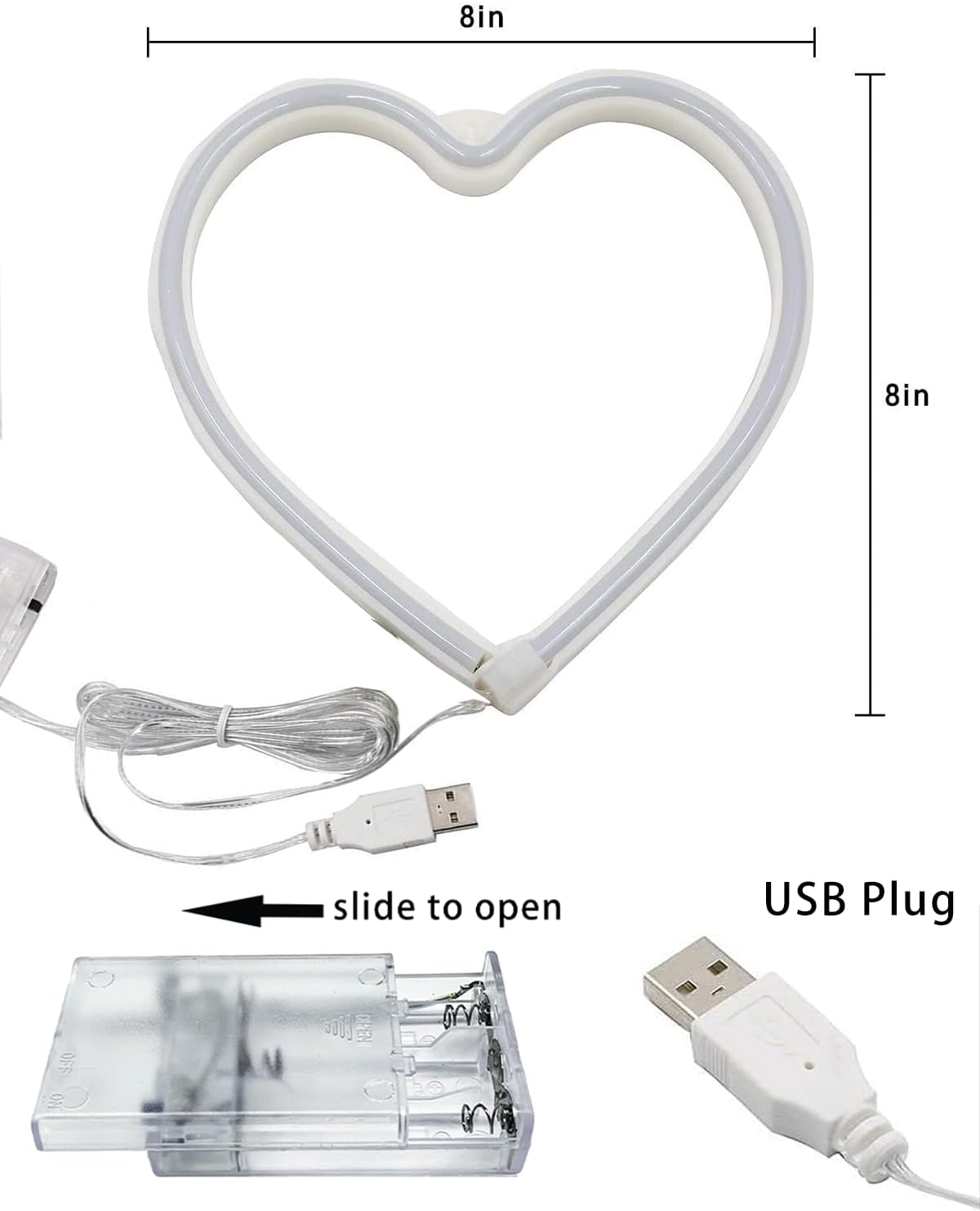 Skiennix Pink Heart Neon Sign - Battery Operated LED Heart Light for Valentine's Day Decor | Perfect Gift for Wife, Anniversary, or Mother's Day