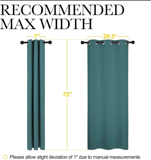 NICETOWN Blackout Curtain Panels - Thermal Insulated Draperies in Sea Teal | One Pair, 34 x 72 Inches