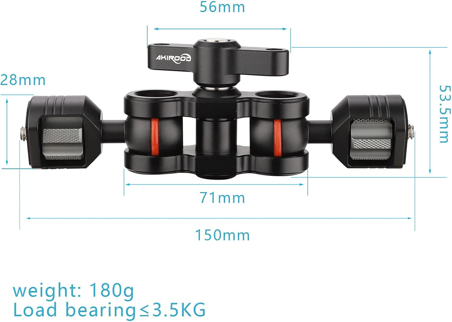 AKIROOD 360 Magic Arm with Double Ball Heads Degree Rotation Articulating Arm for Gimbal Camera Cage,Field Monitor