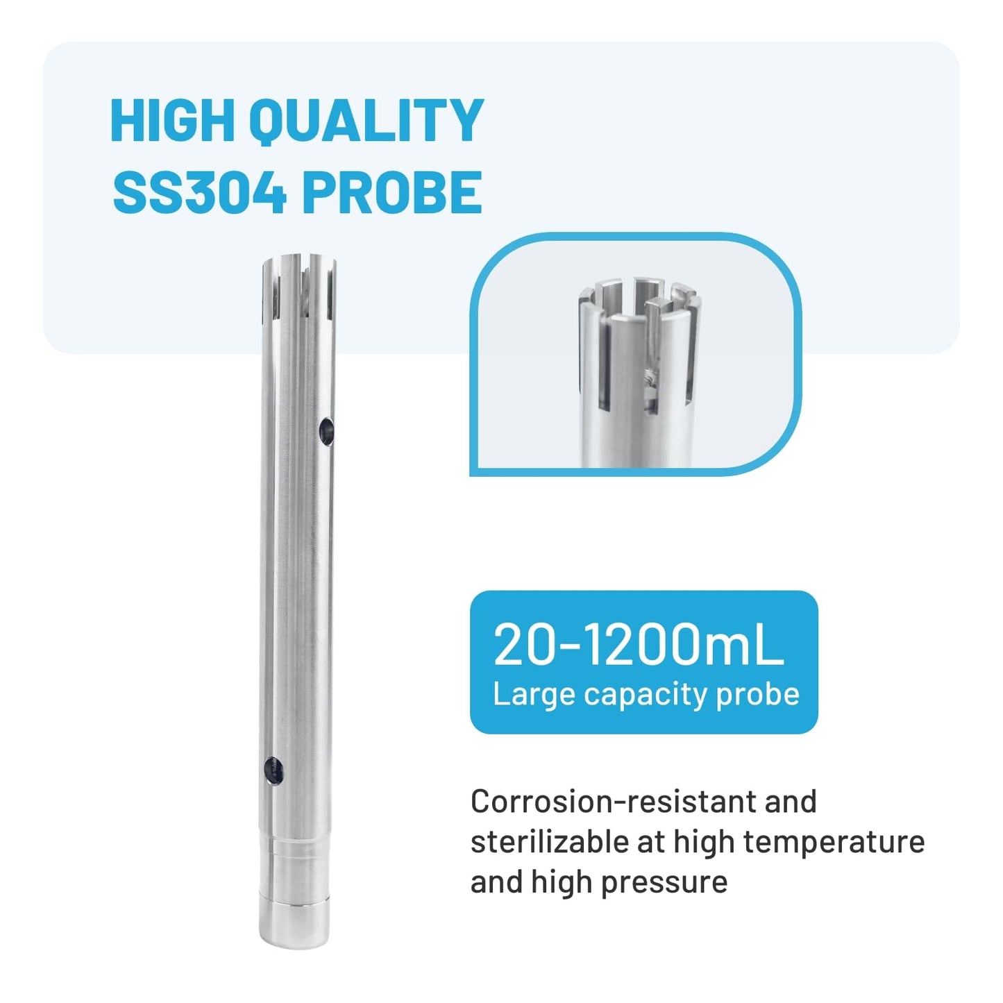 VISOSCI High Speed Lab Homogenizer 2000–20000rpm, Digital Disperser Emulsifier, 20–1200mL, Max 5000mPa·s (Low–Medium Viscosity Only), Auto Overload Protection