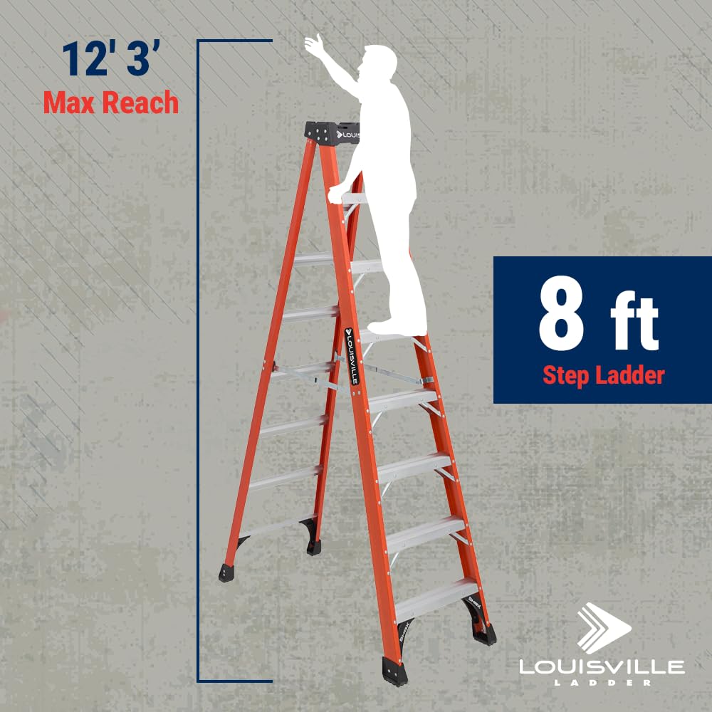 Louisville Ladder 8-Foot Fiberglass Step Ladder, 375-Pound Load Capacity, Type IAA, FS1408HD