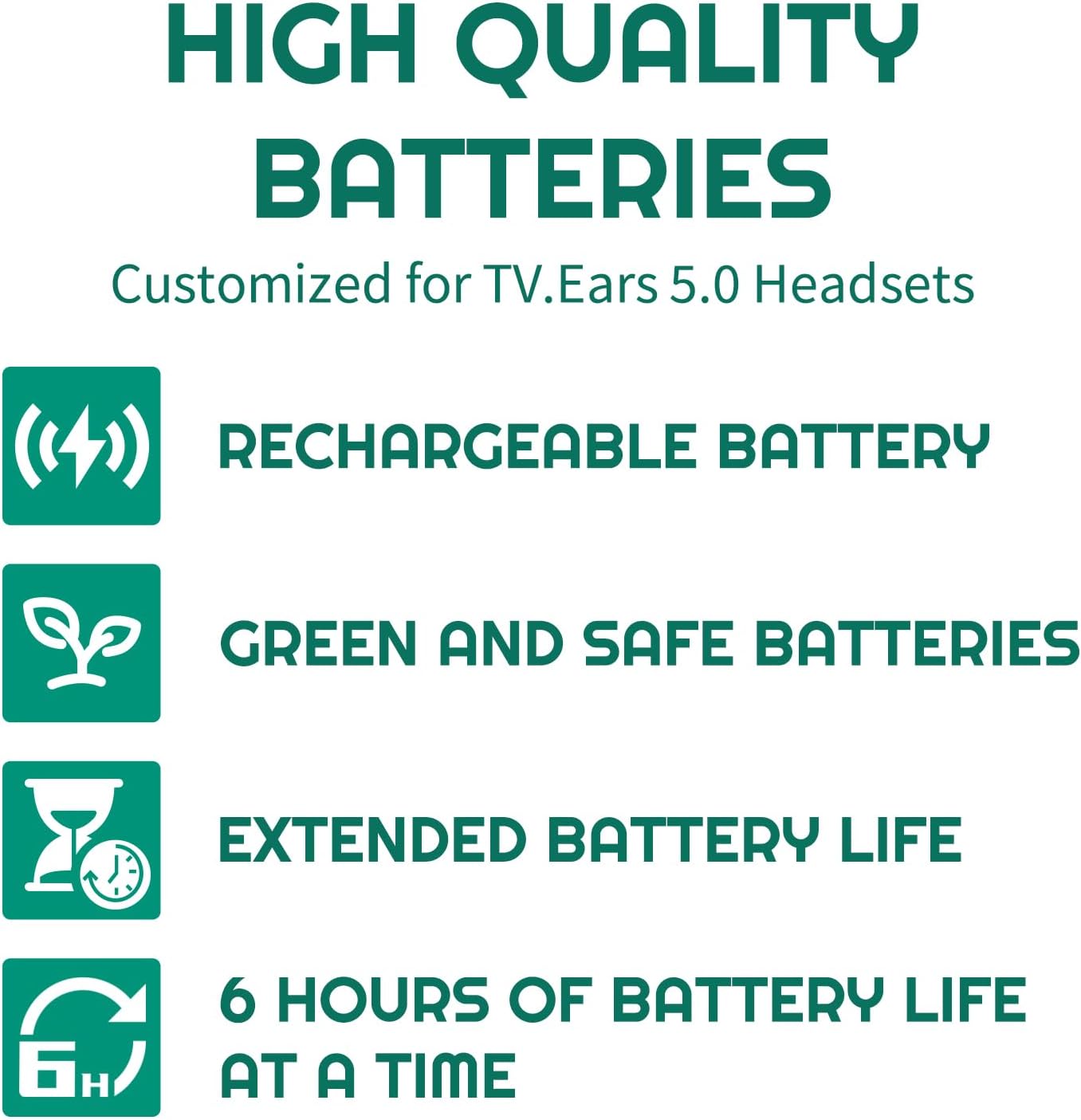 LeeCrynoid 2.4V Headset 5.0 40810, 40810 6+ Runtime(3-Pack) Ni-MH TV Ear Batteries for TV Version Headphone Replacement