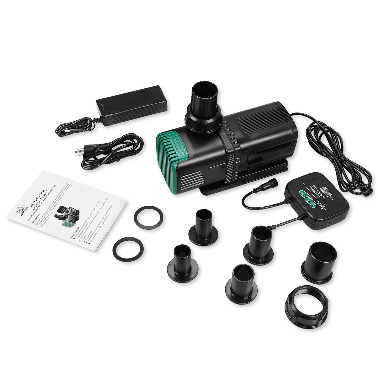 JEREPET 4800GPH Aquarium 36V DC Water Pump with Controller, 105W Submersible and Inline Return Pump for Fish Tank,Fountains,Sump,Hydroponic,Pond,Freshwater and Marine Water Use,25FT Max Lift