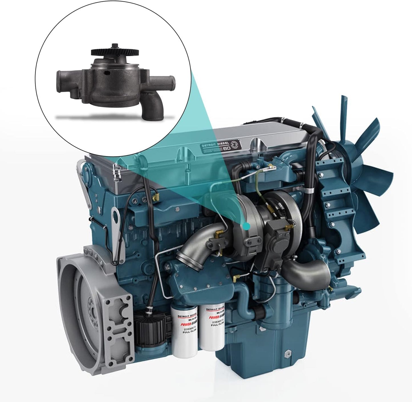 AULINK (C&U Bearing) 23522707 23505895 23517027 23539929 Water Pump (Can Use On Old Type R23526039, R23539602) For Detroit Diesel 50 60 Series 12.7 L,For 2000-2008 Freightliner Columbia