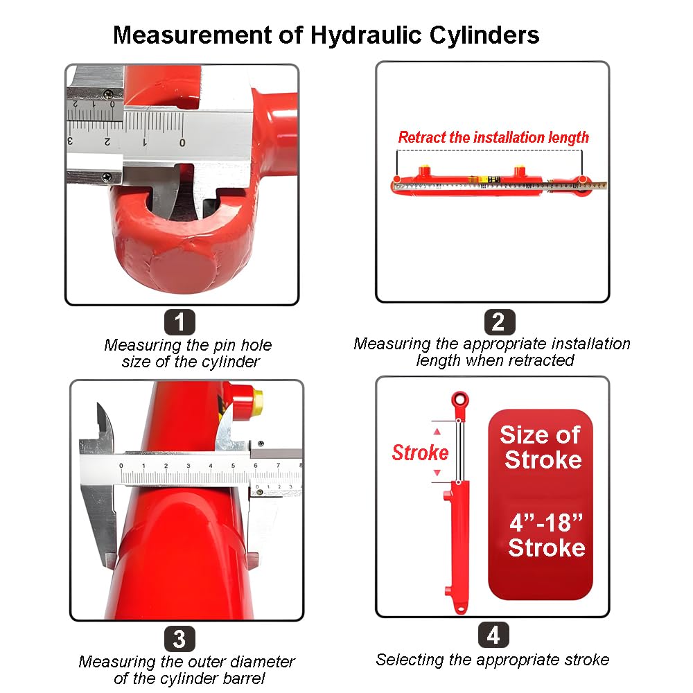 RHKING 2x10 Hydraulic Cylinder 3 Ton Double Acting Welded Hydraulic Cylinder 2" Bore x 10" Stroke with 3/8" JIC 37°(9/16"-18 Thread) Hydraulic End Connectors Maximum Thrust Force 6613lbs