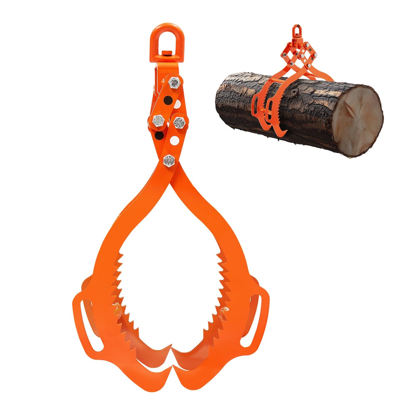 VEVOR Log Lifting Tongs 36in, 4 Serrated Claw Hook Log Tongs, Heavy Duty Steel Swivel Dragging Tongs, 3300LBS Log Grapple with Handles, Lumber Log Skidding Tongs for Tractors, Trucks, Forklifts, ATVs