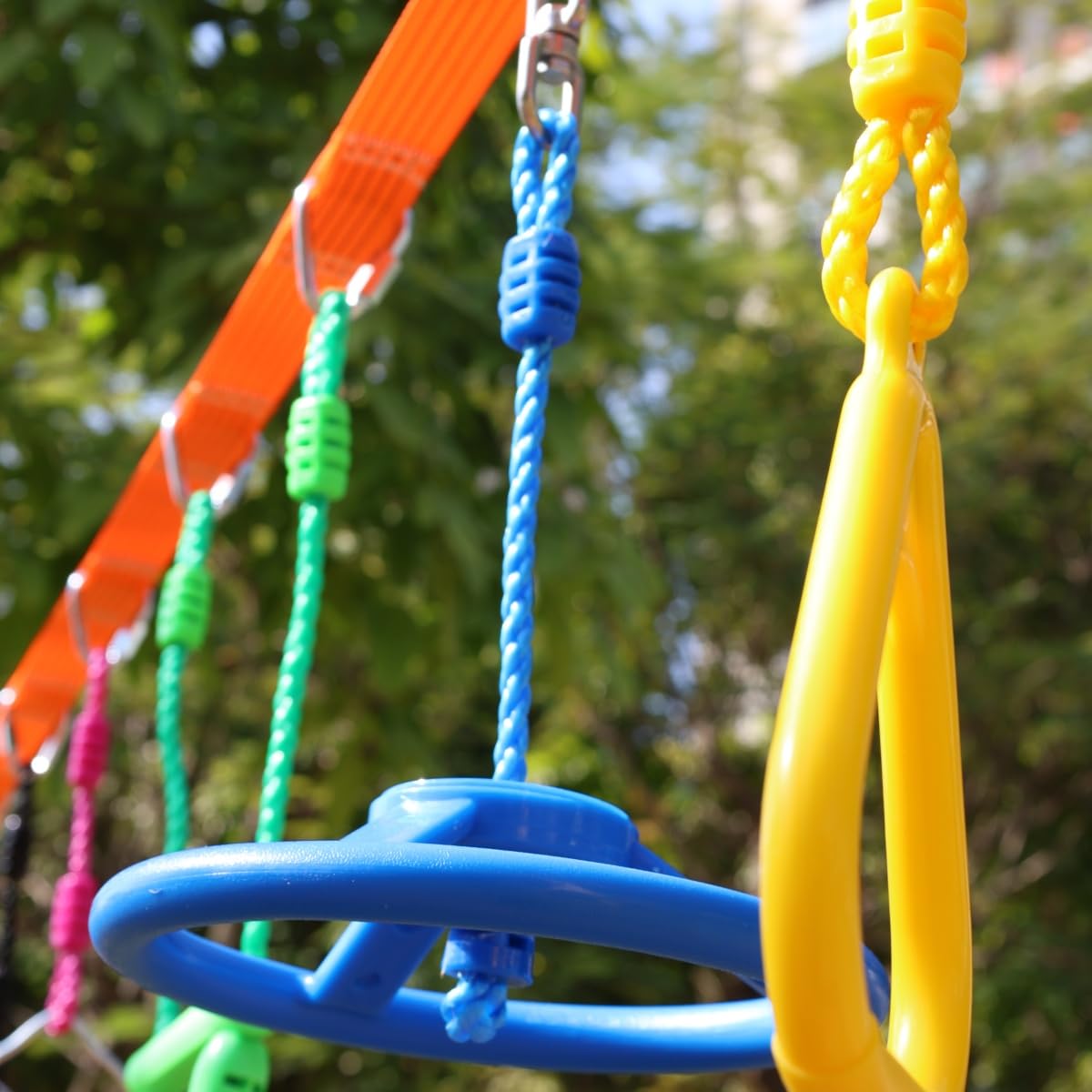 Ymeibe Kids Ninja Monkey Bars 2 Packs for Slackline Accessories for Slackline Obstacle Course for Backyard Attachments to Most Any Home Playground Equipment Sets