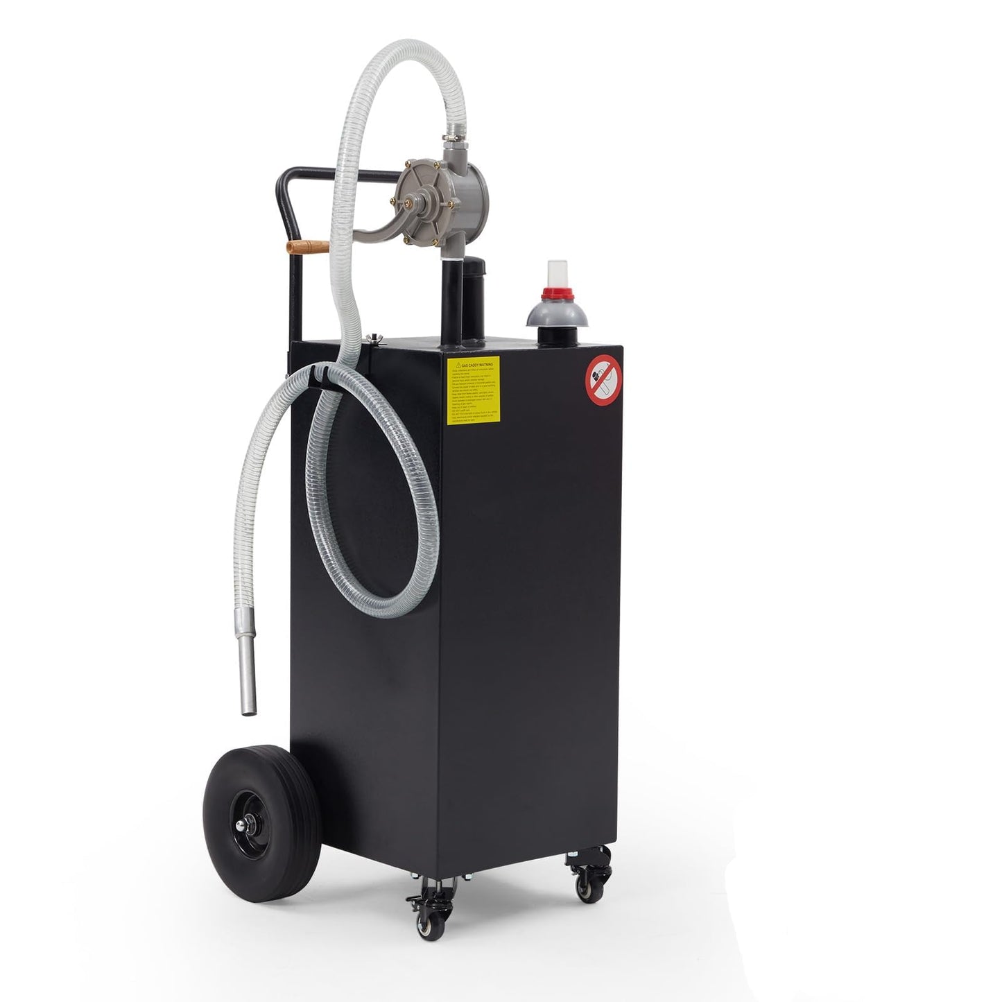 40 Gallon Fuel Caddy with Manual Hand Pump, Heavy Duty Portable Gas & Diesel Transfer Tank on 4 All-Terrain Wheels, Spill-Proof Container with Locking Brakes for Tractor, Truck, Boat, ATV, Lawn Mower