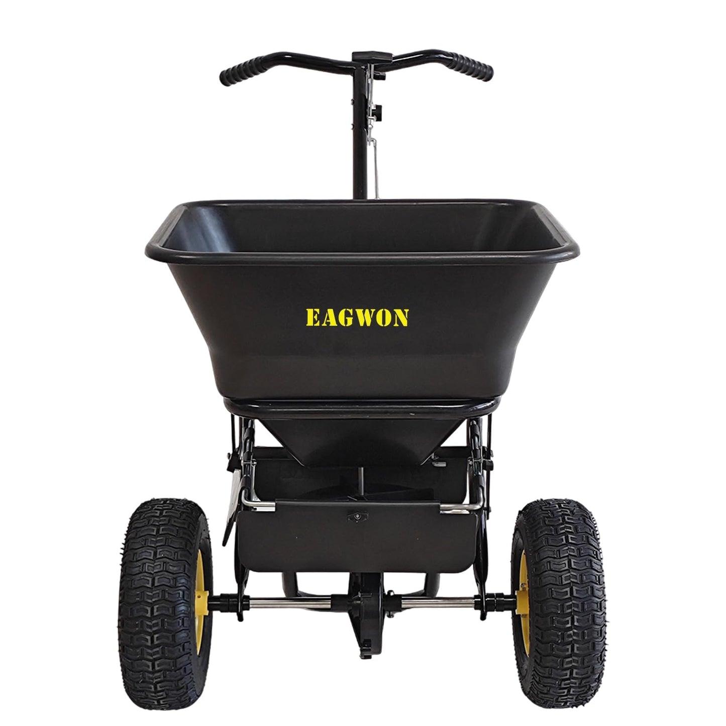 EAGWON Fertilizer Spreader, Walk-Behind Push Broadcast Spreader - All Season, 100lb Capacity, 13in All-Terrain Pneumatic Tires, Grate/Cover/Enclosed Gearbox, for Seed/Fertilizer/Salt/Snow Melt